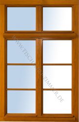 mehrflügeliges Holzfenster aus Kiefer mit Afzelia Lasur