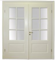 zweiflügelige Zimmertür mit glasteilenden Sprossen